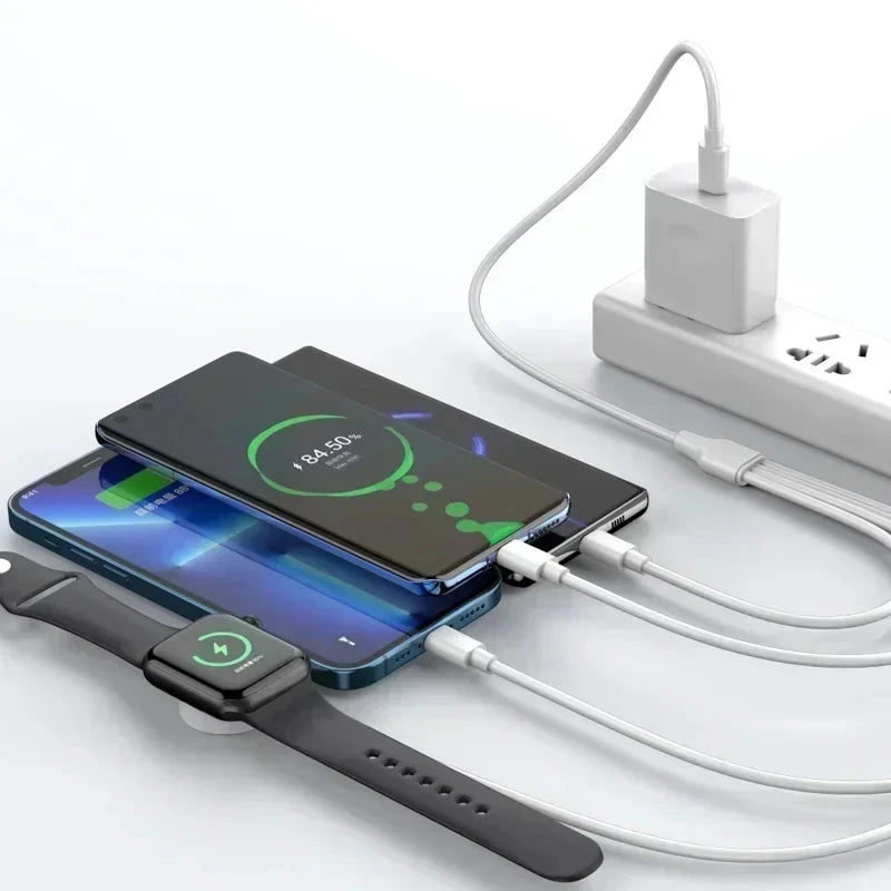 4-in-1 USB Type C PD Charging Cable with Magnetic Wireless Charger – Compatible with iPhone, Android, and Apple Watch (Series 1–9, Ultra, SE) - Wearable Upgrades 