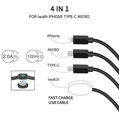 4-in-1 USB Type C PD Charging Cable with Magnetic Wireless Charger – Compatible with iPhone, Android, and Apple Watch (Series 1–9, Ultra, SE) - Wearable Upgrades 