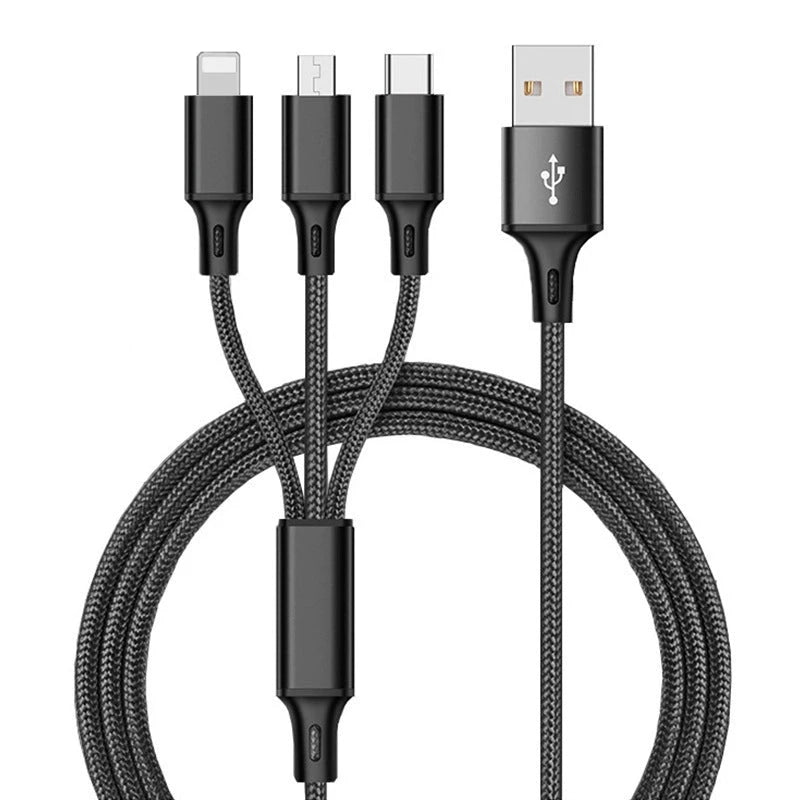 PD One Drag Three Neutral Multi-Head Data Cable – Compatible with Mercedes-Benz and BMW Devices (Micro USB, Type-C, Apple Lightning) - Wearable Upgrades 