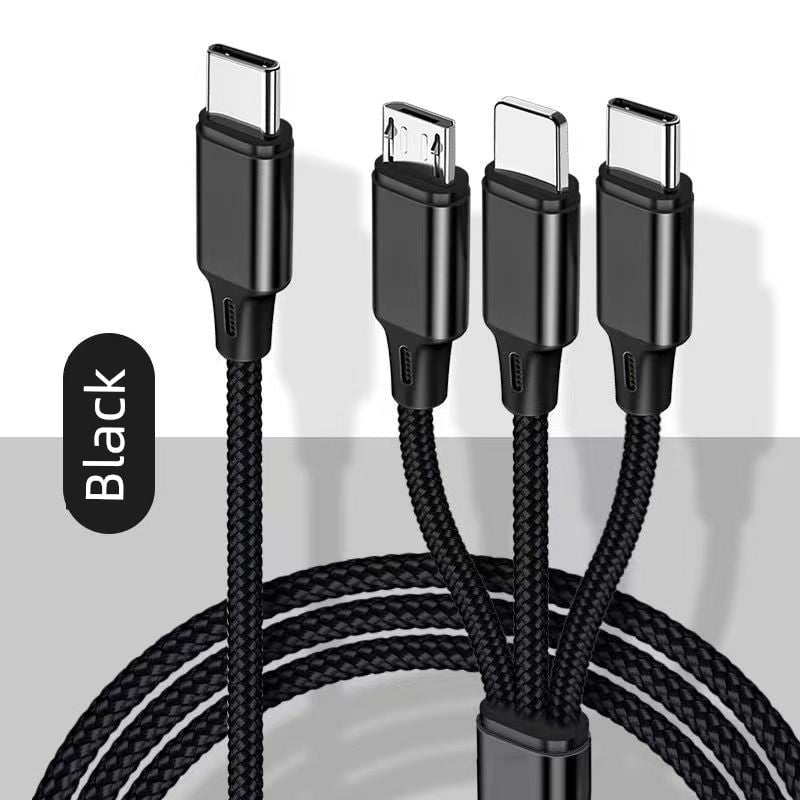 PD One Drag Three Neutral Multi-Head Data Cable – Compatible with Mercedes-Benz and BMW Devices (Micro USB, Type-C, Apple Lightning) - Wearable Upgrades 