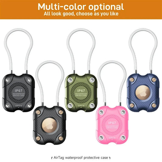 Secure Holder with Wire Cable for Apple AirTag – Waterproof AirTags Tracker Case for Keys, Luggage, and More - Wearable Upgrades 