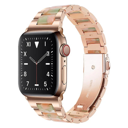 Stainless Steel & Resin Apple Watch Band with Bracelet Design – Compatible with 38mm, 40mm, 41mm, 42mm, 44mm, 45mm, 49mm (Series 1, 2, 3, 4, 5, 6, 7, 8, 9, SE, Ultra, Ultra 2) - Wearable Upgrades 