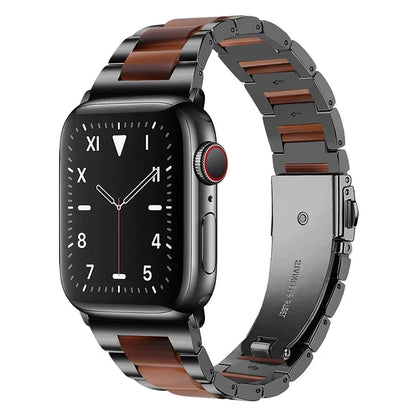 Stainless Steel & Resin Apple Watch Band with Bracelet Design – Compatible with 38mm, 40mm, 41mm, 42mm, 44mm, 45mm, 49mm (Series 1, 2, 3, 4, 5, 6, 7, 8, 9, SE, Ultra, Ultra 2) - Wearable Upgrades 