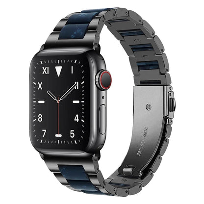 Stainless Steel & Resin Apple Watch Band with Bracelet Design – Compatible with 38mm, 40mm, 41mm, 42mm, 44mm, 45mm, 49mm (Series 1, 2, 3, 4, 5, 6, 7, 8, 9, SE, Ultra, Ultra 2) - Wearable Upgrades 