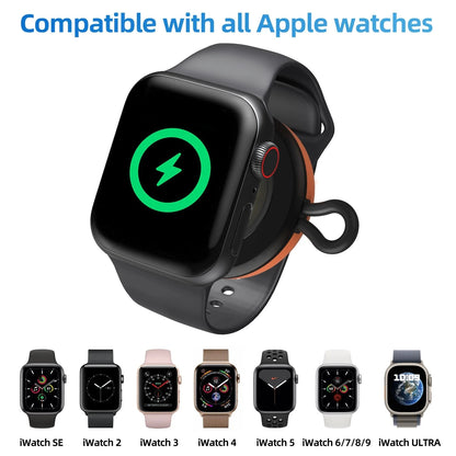 Wireless Charger for Apple Watch Series 9, 8, 7 – Portable Type-C Charging Dock Station Compatible with SE, 6, 5, 4, 3, 2, Ultra, and Ultra 2 - Wearable Upgrades 