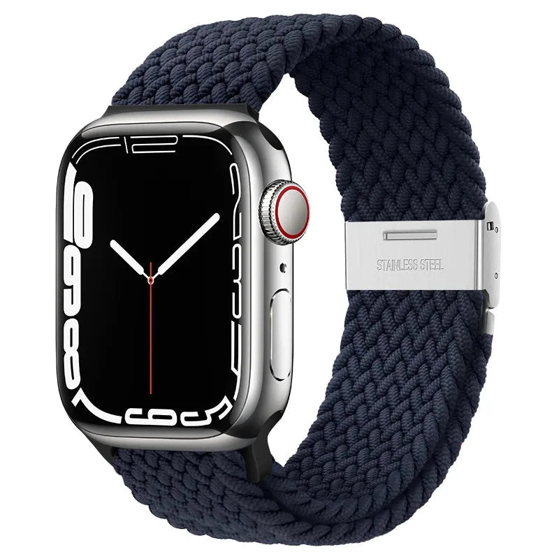 Braided Solo Loop Nylon Apple Watch Band, Stretchable & Durable Design, Compatible with 38mm, 40mm, 41mm, 42mm, 44mm, 45mm (Apple Watch Series 1-9, SE, Ultra 2) - Wearable Upgrades 