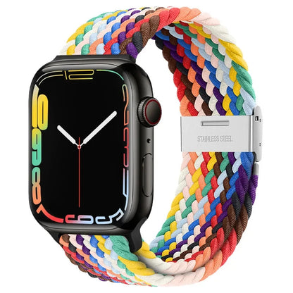 Braided Solo Loop Nylon Apple Watch Band, Stretchable & Durable Design, Compatible with 38mm, 40mm, 41mm, 42mm, 44mm, 45mm (Apple Watch Series 1-9, SE, Ultra 2) - Wearable Upgrades 