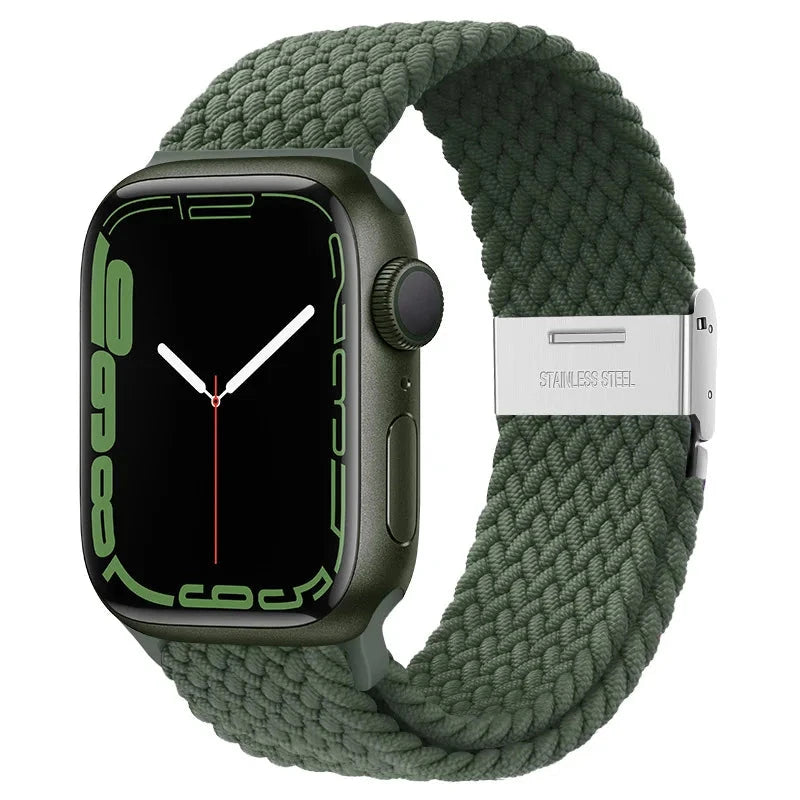 Braided Solo Loop Nylon Apple Watch Band, Stretchable & Durable Design, Compatible with 38mm, 40mm, 41mm, 42mm, 44mm, 45mm (Apple Watch Series 1-9, SE, Ultra 2) - Wearable Upgrades 