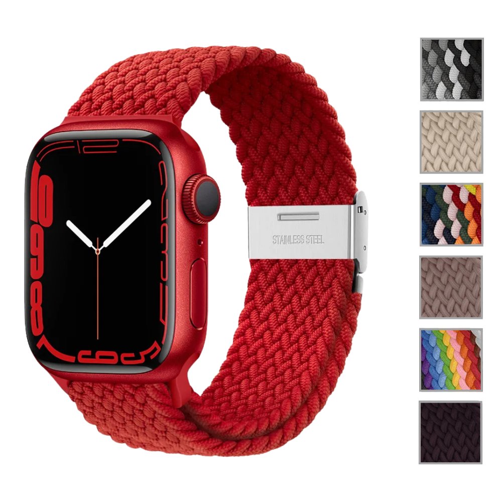 Braided Solo Loop Nylon Apple Watch Band, Stretchable & Durable Design, Compatible with 38mm, 40mm, 41mm, 42mm, 44mm, 45mm (Apple Watch Series 1-9, SE, Ultra 2) - Wearable Upgrades 