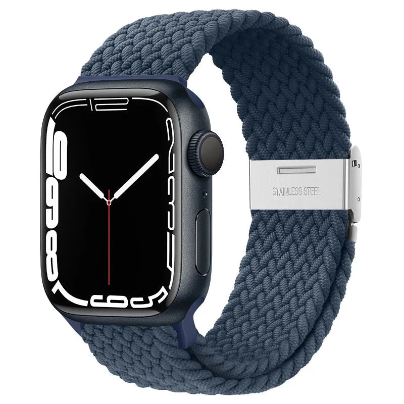 Braided Solo Loop Nylon Apple Watch Band, Stretchable & Durable Design, Compatible with 38mm, 40mm, 41mm, 42mm, 44mm, 45mm (Apple Watch Series 1-9, SE, Ultra 2) - Wearable Upgrades 
