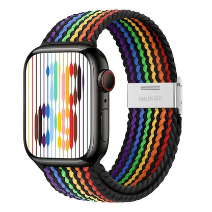 Braided Solo Loop Nylon Apple Watch Band, Stretchable & Durable Design, Compatible with 38mm, 40mm, 41mm, 42mm, 44mm, 45mm (Apple Watch Series 1-9, SE, Ultra 2) - Wearable Upgrades 