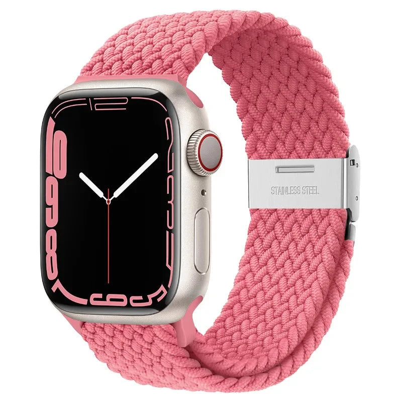 Braided Solo Loop Nylon Apple Watch Band, Stretchable & Durable Design, Compatible with 38mm, 40mm, 41mm, 42mm, 44mm, 45mm (Apple Watch Series 1-9, SE, Ultra 2) - Wearable Upgrades 
