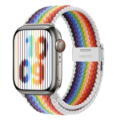 Braided Solo Loop Nylon Apple Watch Band, Stretchable & Durable Design, Compatible with 38mm, 40mm, 41mm, 42mm, 44mm, 45mm (Apple Watch Series 1-9, SE, Ultra 2) - Wearable Upgrades 