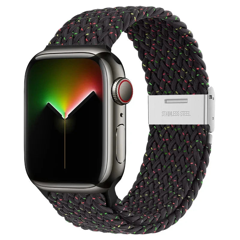 Braided Solo Loop Nylon Apple Watch Band, Stretchable & Durable Design, Compatible with 38mm, 40mm, 41mm, 42mm, 44mm, 45mm (Apple Watch Series 1-9, SE, Ultra 2) - Wearable Upgrades 
