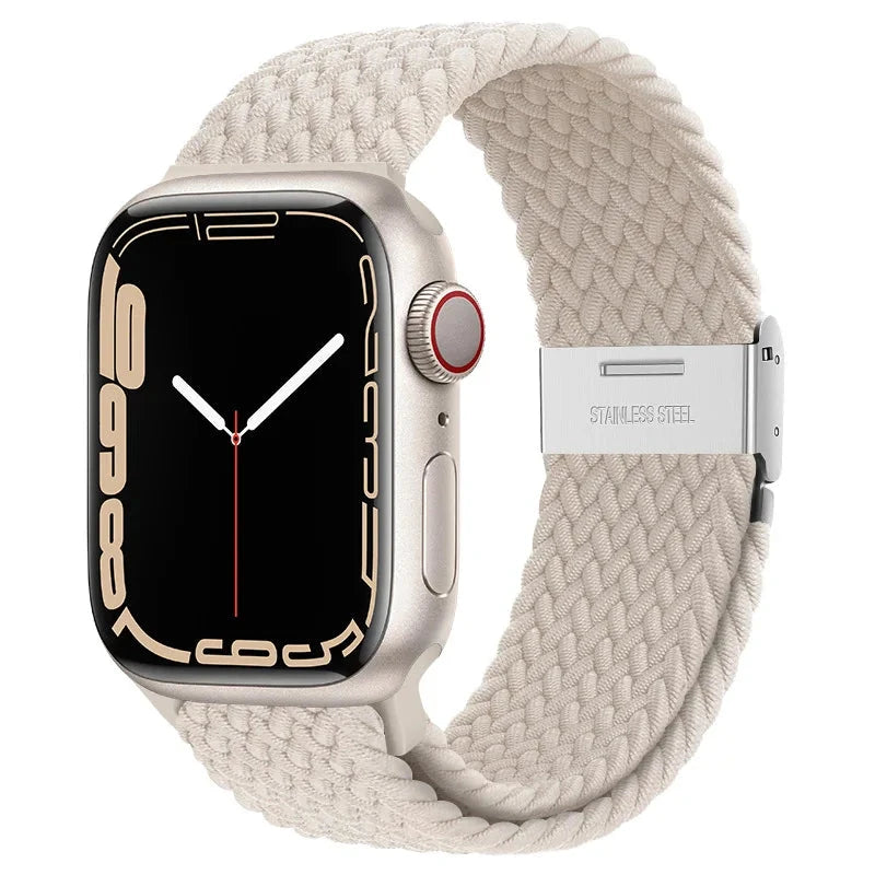 Braided Solo Loop Nylon Apple Watch Band, Stretchable & Durable Design, Compatible with 38mm, 40mm, 41mm, 42mm, 44mm, 45mm (Apple Watch Series 1-9, SE, Ultra 2) - Wearable Upgrades 