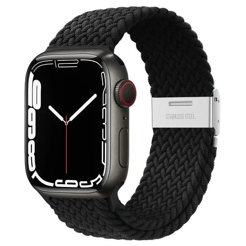 Braided Solo Loop Nylon Apple Watch Band, Stretchable & Durable Design, Compatible with 38mm, 40mm, 41mm, 42mm, 44mm, 45mm (Apple Watch Series 1-9, SE, Ultra 2) - Wearable Upgrades 