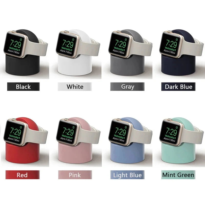 Durable Silicone Charger Stand for Apple Watch – Nightstand Mode – Compatible with Series Ultra, 8, SE2, 7, 6, SE, 4, 3 (49mm, 45mm, 44mm, 42mm, 41mm, 40mm, 38mm) - Wearable Upgrades 
