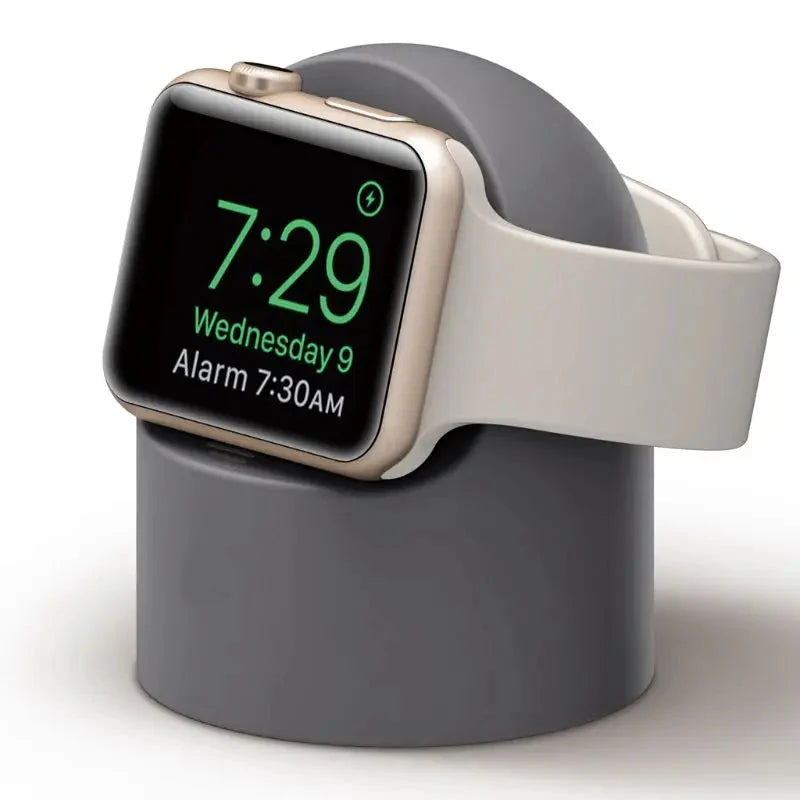 Durable Silicone Charger Stand for Apple Watch – Nightstand Mode – Compatible with Series Ultra, 8, SE2, 7, 6, SE, 4, 3 (49mm, 45mm, 44mm, 42mm, 41mm, 40mm, 38mm) - Wearable Upgrades 
