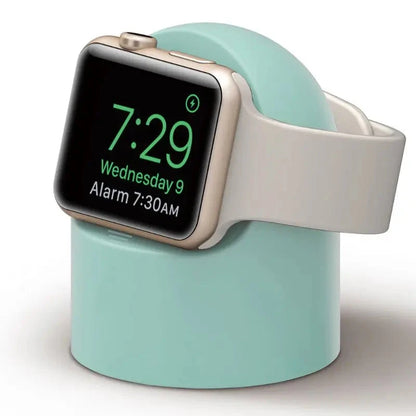 Durable Silicone Charger Stand for Apple Watch – Nightstand Mode – Compatible with Series Ultra, 8, SE2, 7, 6, SE, 4, 3 (49mm, 45mm, 44mm, 42mm, 41mm, 40mm, 38mm) - Wearable Upgrades 