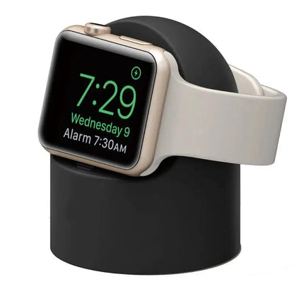 Durable Silicone Charger Stand for Apple Watch – Nightstand Mode – Compatible with Series Ultra, 8, SE2, 7, 6, SE, 4, 3 (49mm, 45mm, 44mm, 42mm, 41mm, 40mm, 38mm) - Wearable Upgrades 