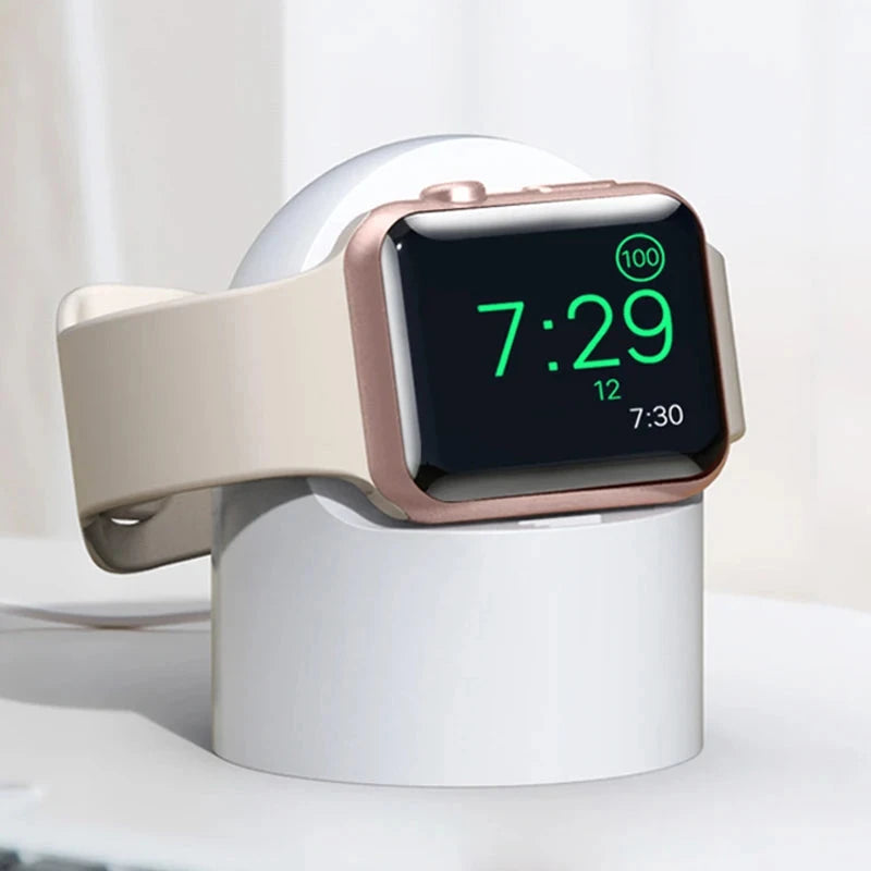 Durable Silicone Charger Stand for Apple Watch – Nightstand Mode – Compatible with Series Ultra, 8, SE2, 7, 6, SE, 4, 3 (49mm, 45mm, 44mm, 42mm, 41mm, 40mm, 38mm) - Wearable Upgrades 