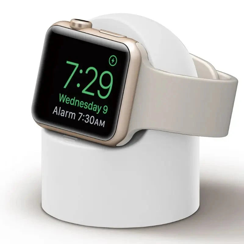 Durable Silicone Charger Stand for Apple Watch – Nightstand Mode – Compatible with Series Ultra, 8, SE2, 7, 6, SE, 4, 3 (49mm, 45mm, 44mm, 42mm, 41mm, 40mm, 38mm) - Wearable Upgrades 