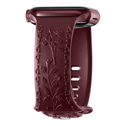 Floral Engraved Silicone Apple Watch Band – Stylish & Durable, Compatible with Apple Watch Series 1–9, Ultra & SE (38mm, 40mm, 41mm, 42mm, 44mm, 45mm, 49mm) - Wearable Upgrades 