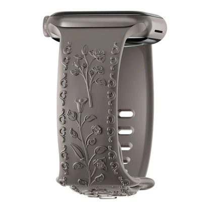 Floral Engraved Silicone Apple Watch Band – Stylish & Durable, Compatible with Apple Watch Series 1–9, Ultra & SE (38mm, 40mm, 41mm, 42mm, 44mm, 45mm, 49mm) - Wearable Upgrades 