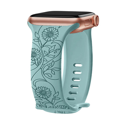 Floral Engraved Silicone Apple Watch Band – Stylish & Durable, Compatible with Apple Watch Series 1–9, Ultra & SE (38mm, 40mm, 41mm, 42mm, 44mm, 45mm, 49mm) - Wearable Upgrades 