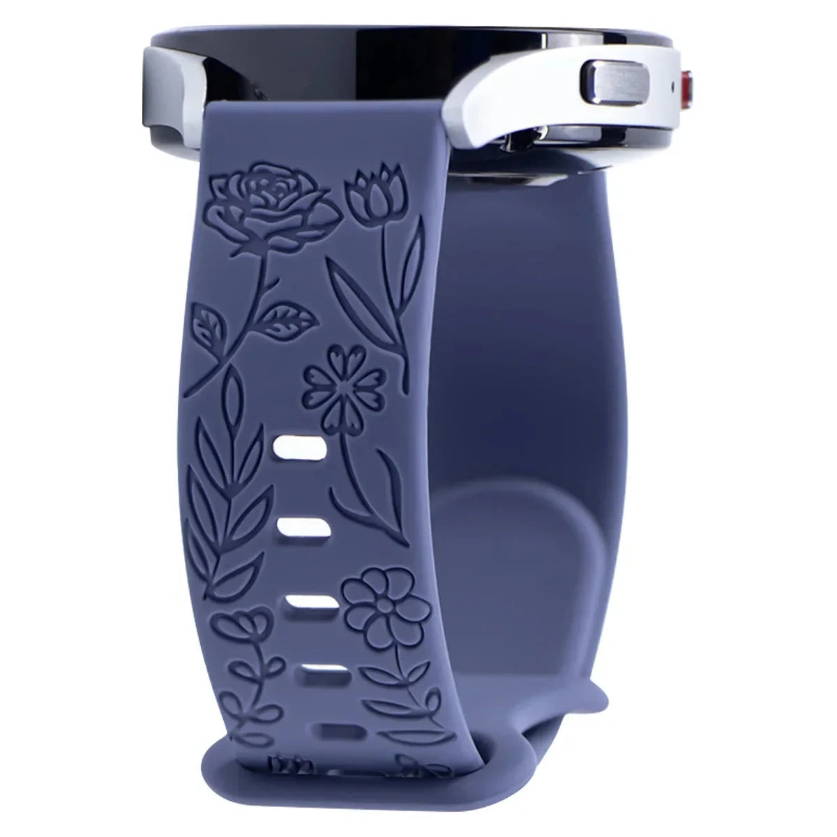 Floral Engraved Silicone Band for Samsung Galaxy Watch – Compatible with Galaxy Watch 6, 5, 4, Gear, Active 2, 5 Pro, Classic, and 18mm, 20mm, 22mm Sizes - Wearable Upgrades 
