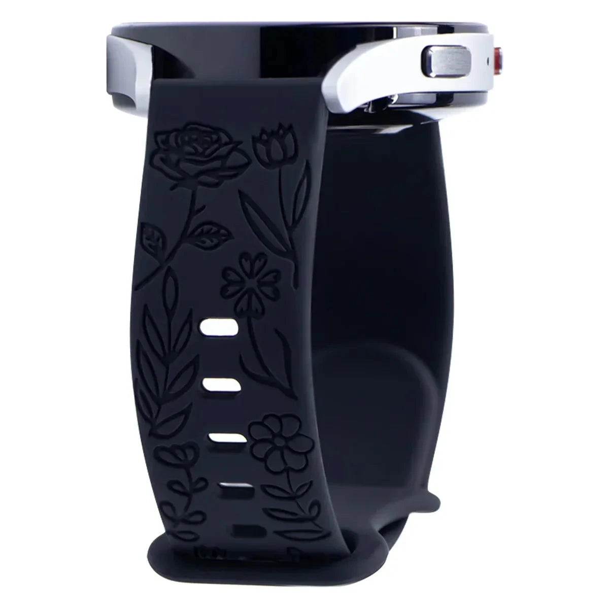 Floral Engraved Silicone Band for Samsung Galaxy Watch – Compatible with Galaxy Watch 6, 5, 4, Gear, Active 2, 5 Pro, Classic, and 18mm, 20mm, 22mm Sizes - Wearable Upgrades 