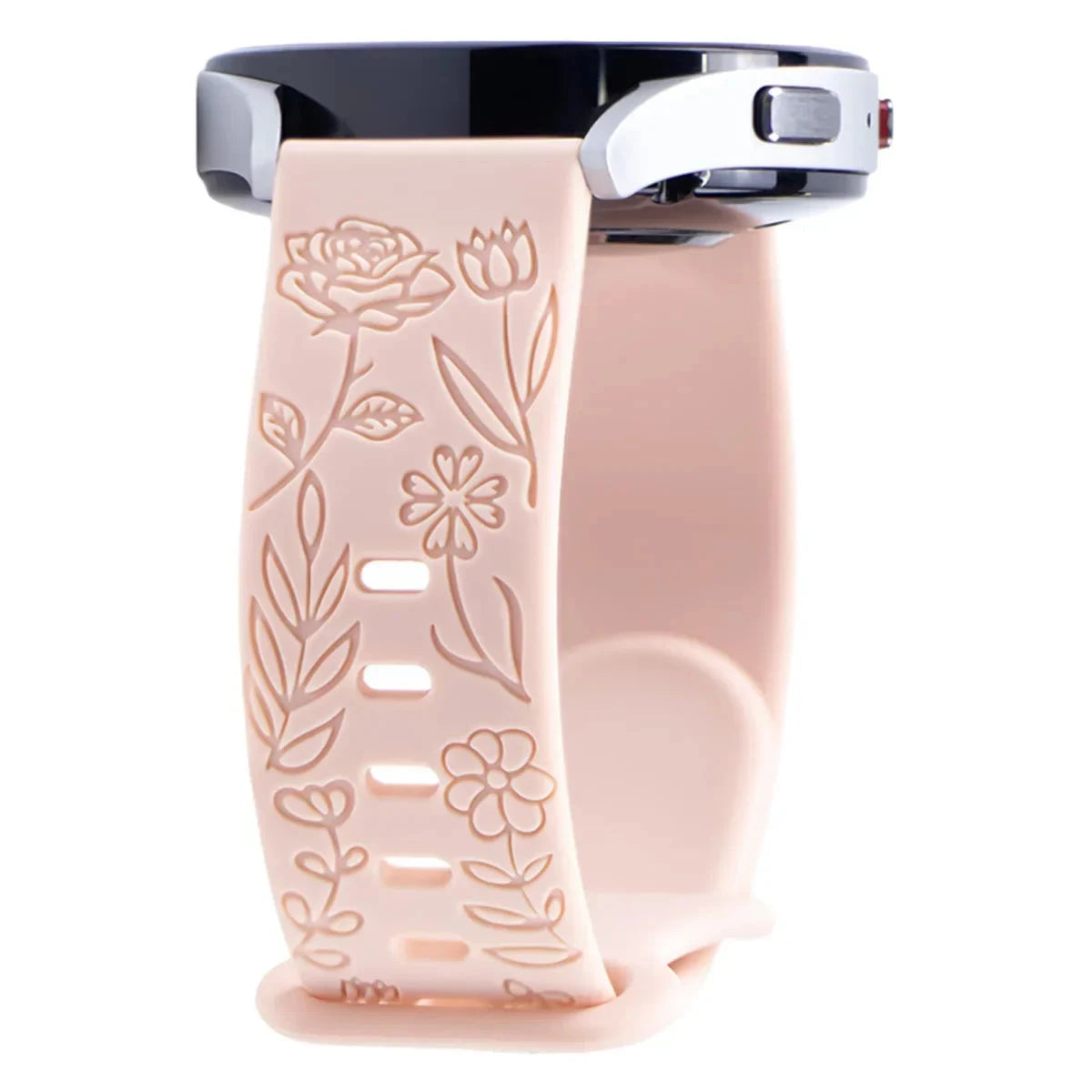 Floral Engraved Silicone Band for Samsung Galaxy Watch – Compatible with Galaxy Watch 6, 5, 4, Gear, Active 2, 5 Pro, Classic, and 18mm, 20mm, 22mm Sizes - Wearable Upgrades 