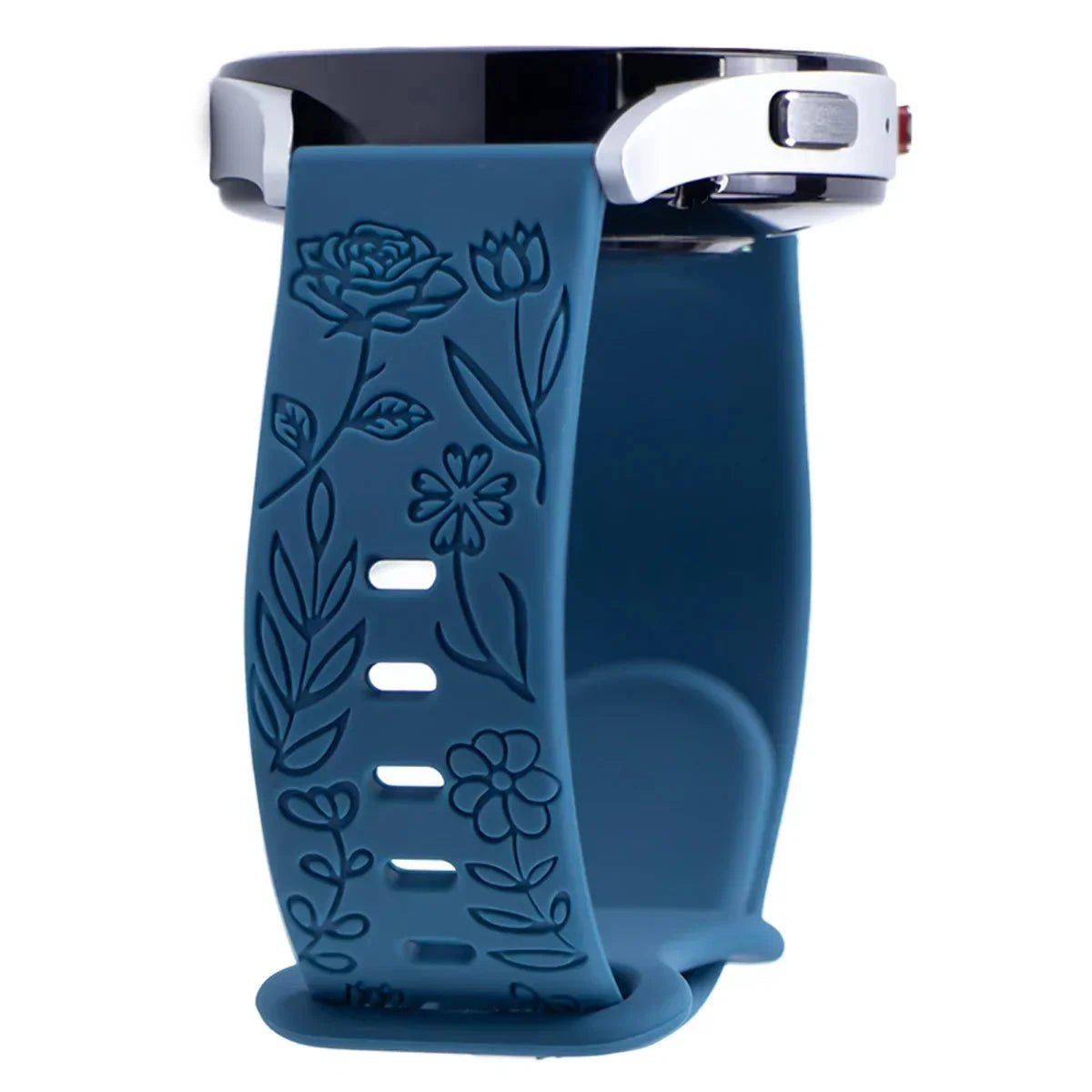 Floral Engraved Silicone Band for Samsung Galaxy Watch – Compatible with Galaxy Watch 6, 5, 4, Gear, Active 2, 5 Pro, Classic, and 18mm, 20mm, 22mm Sizes - Wearable Upgrades 