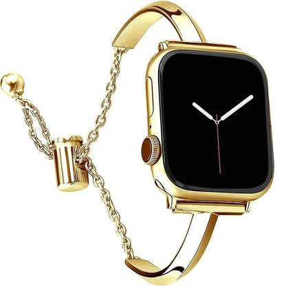 Luxury Diamond Stainless Steel Apple Watch Band, Stylish Strap Compatible with Apple Watch Series 3, 4, 5, 6, 7, 8, SE, and Ultra (38mm, 40mm, 41mm, 42mm, 44mm, 45mm, 49mm) - Wearable Upgrades 