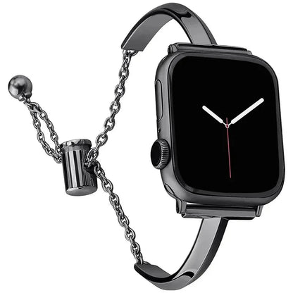 Luxury Diamond Stainless Steel Apple Watch Band, Stylish Strap Compatible with Apple Watch Series 3, 4, 5, 6, 7, 8, SE, and Ultra (38mm, 40mm, 41mm, 42mm, 44mm, 45mm, 49mm) - Wearable Upgrades 