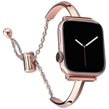 Luxury Diamond Stainless Steel Apple Watch Band, Stylish Strap Compatible with Apple Watch Series 3, 4, 5, 6, 7, 8, SE, and Ultra (38mm, 40mm, 41mm, 42mm, 44mm, 45mm, 49mm) - Wearable Upgrades 
