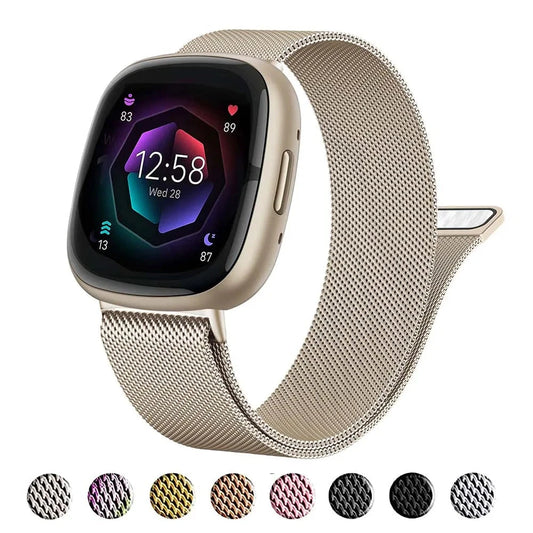 Milanese Loop Strap for Fitbit – Magnetic Stainless Steel Watchband, Compatible with Versa 4, 3, Sense/Lite, Versa 2 - Wearable Upgrades 
