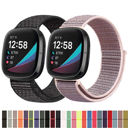 Nylon Strap for Fitbit – Soft & Breathable Sport Loop Band, Replacement for Fitbit Versa 3, 4, Sense 2 (Smartwatch) - Wearable Upgrades 