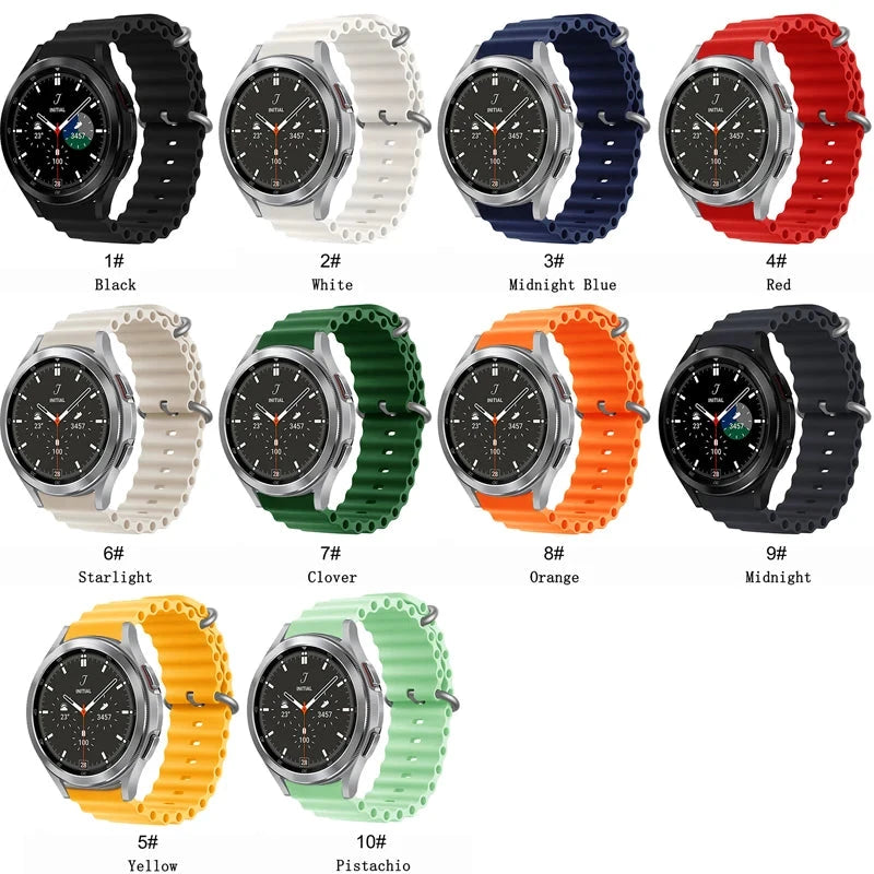 Ocean Silicone Band for Samsung Galaxy Watch – Durable & Stylish, Compatible with Galaxy Watch 5/5 Pro, 4 Classic, Gear S3, Huawei GT, Amazfit GTR (42mm, 46mm, 45mm, 44mm, 40mm, 20mm, 22mm) - Wearable Upgrades 