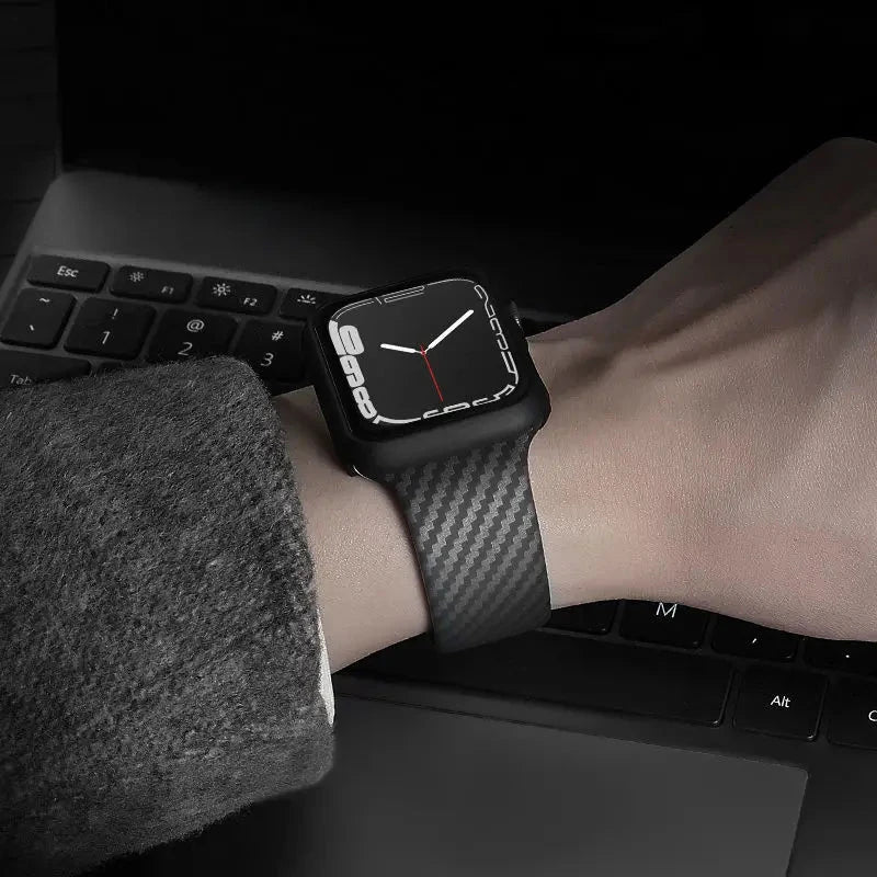 Printed Carbon Fiber Apple Watch Band – Stylish and Durable, Compatible with Apple Watch Series 3, 4, 5, 6, 7, 8, 9, SE (38mm & 42mm) and Ultra 2 (40mm, 41mm, 44mm, 45mm, 49mm) - Wearable Upgrades 