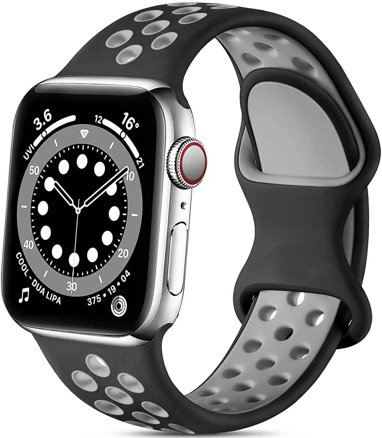 Silicone Strap for Apple Watch Band with Stainless Steel Buckle – Compatible with Apple Watch Series 1, 2, 3 (38mm & 42mm) and Series 4, 5, 6, SE, 7 (40mm, 44mm, 45mm & 41mm) - Wearable Upgrades 