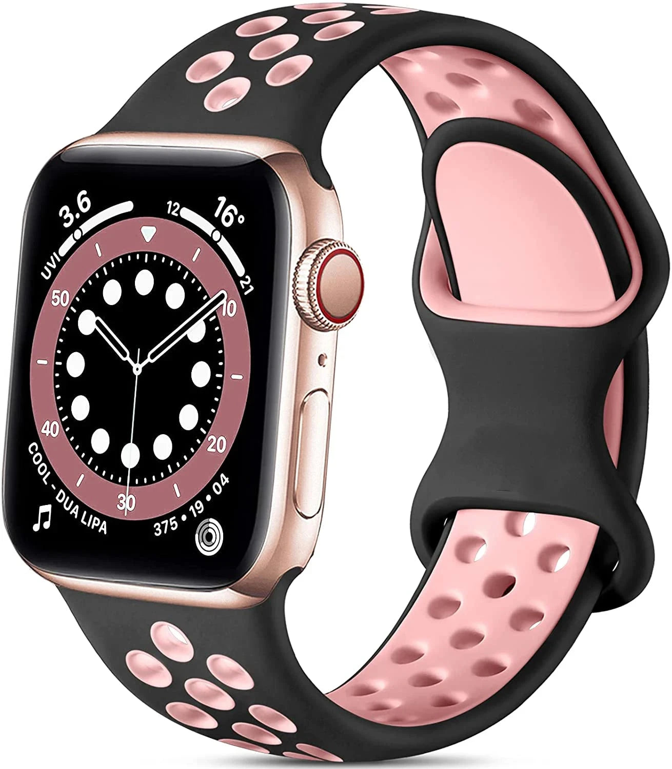 Silicone Strap for Apple Watch Band with Stainless Steel Buckle – Compatible with Apple Watch Series 1, 2, 3 (38mm & 42mm) and Series 4, 5, 6, SE, 7 (40mm, 44mm, 45mm & 41mm) - Wearable Upgrades 