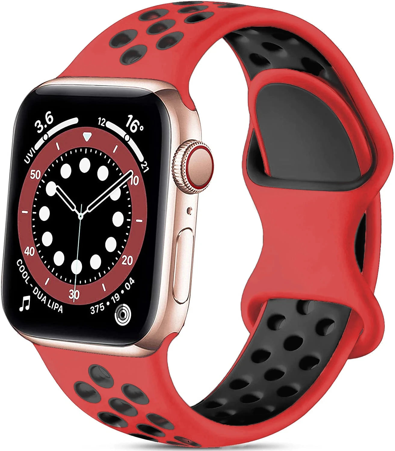 Silicone Strap for Apple Watch Band with Stainless Steel Buckle – Compatible with Apple Watch Series 1, 2, 3 (38mm & 42mm) and Series 4, 5, 6, SE, 7 (40mm, 44mm, 45mm & 41mm) - Wearable Upgrades 