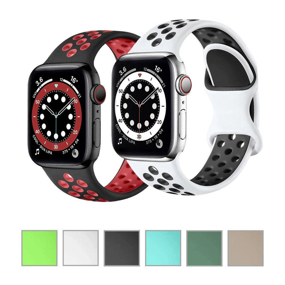 Silicone Strap for Apple Watch Band with Stainless Steel Buckle – Compatible with Apple Watch Series 1, 2, 3 (38mm & 42mm) and Series 4, 5, 6, SE, 7 (40mm, 44mm, 45mm & 41mm) - Wearable Upgrades 