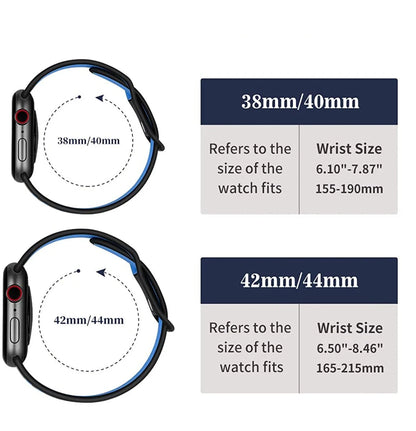 Silicone Strap for Apple Watch Band with Stainless Steel Buckle – Compatible with Apple Watch Series 1, 2, 3 (38mm & 42mm) and Series 4, 5, 6, SE, 7 (40mm, 44mm, 45mm & 41mm) - Wearable Upgrades 