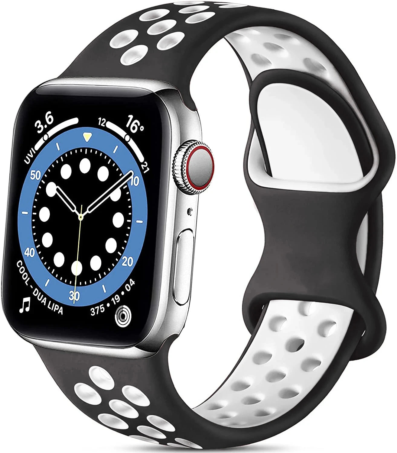 Silicone Strap for Apple Watch Band with Stainless Steel Buckle – Compatible with Apple Watch Series 1, 2, 3 (38mm & 42mm) and Series 4, 5, 6, SE, 7 (40mm, 44mm, 45mm & 41mm) - Wearable Upgrades 