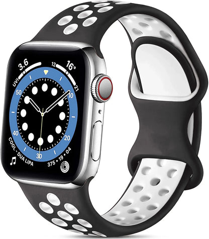 Silicone Strap for Apple Watch Band with Stainless Steel Buckle – Compatible with Apple Watch Series 1, 2, 3 (38mm & 42mm) and Series 4, 5, 6, SE, 7 (40mm, 44mm, 45mm & 41mm) - Wearable Upgrades 