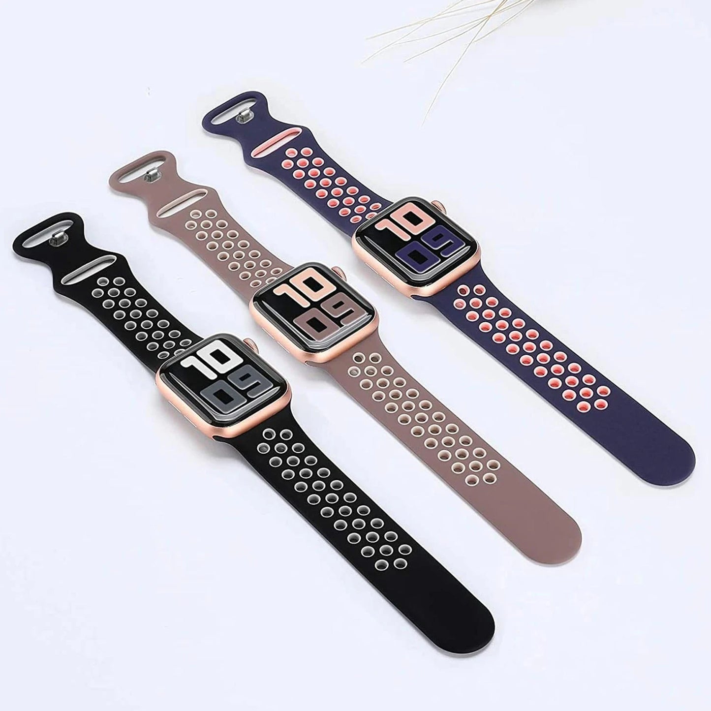Silicone Strap for Apple Watch Band with Stainless Steel Buckle – Compatible with Apple Watch Series 1, 2, 3 (38mm & 42mm) and Series 4, 5, 6, SE, 7 (40mm, 44mm, 45mm & 41mm) - Wearable Upgrades 