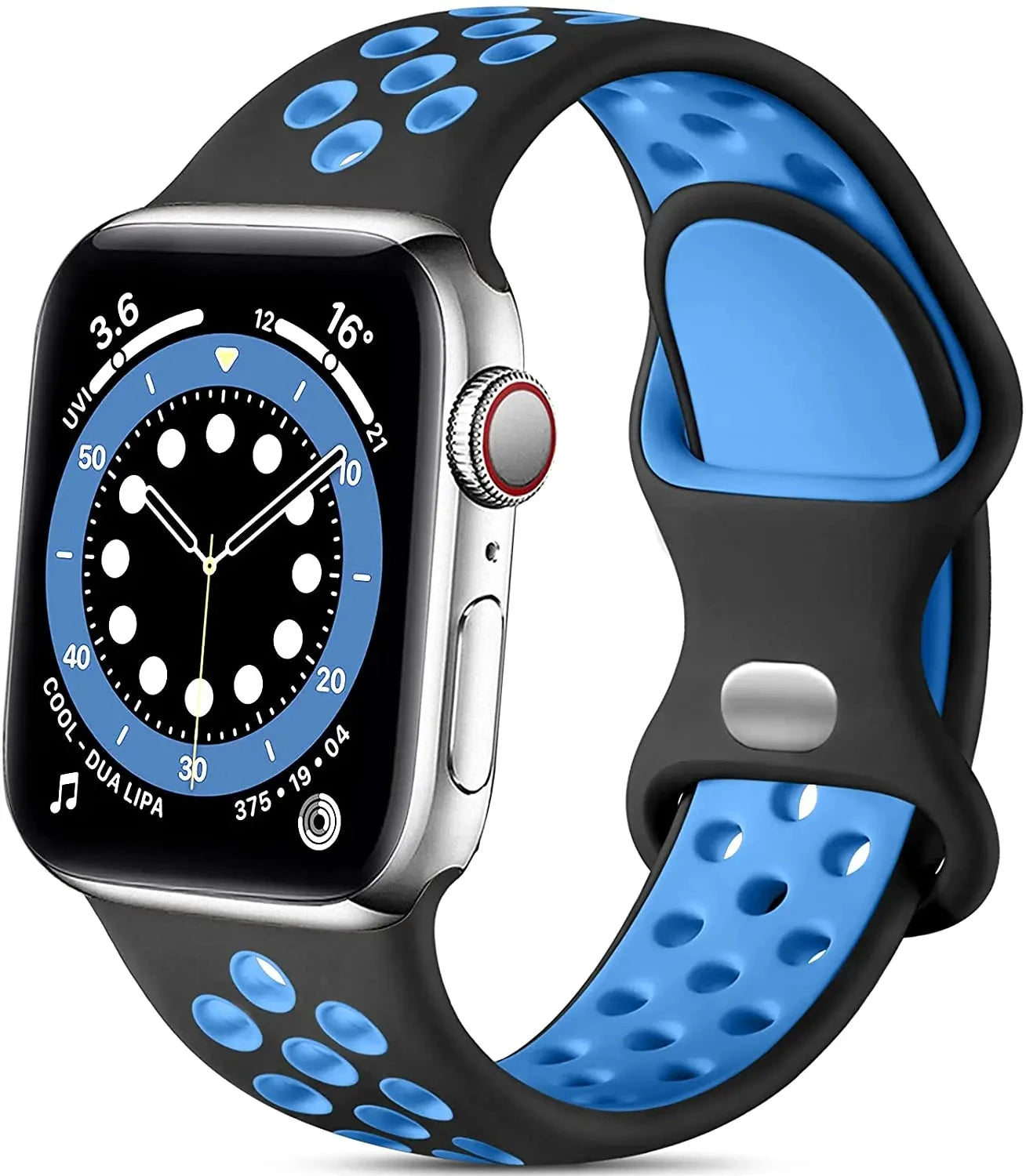 Silicone Strap for Apple Watch Band with Stainless Steel Buckle – Compatible with Apple Watch Series 1, 2, 3 (38mm & 42mm) and Series 4, 5, 6, SE, 7 (40mm, 44mm, 45mm & 41mm) - Wearable Upgrades 