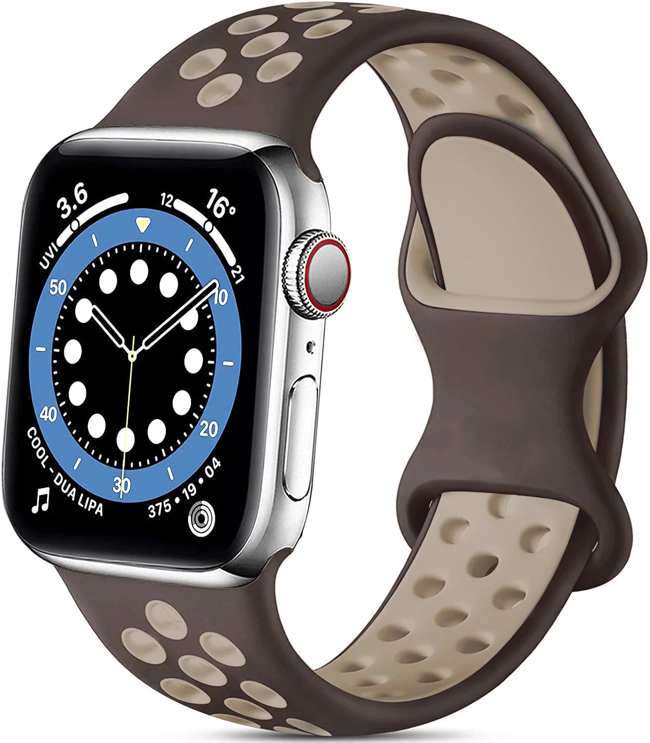 Silicone Strap for Apple Watch Band with Stainless Steel Buckle – Compatible with Apple Watch Series 1, 2, 3 (38mm & 42mm) and Series 4, 5, 6, SE, 7 (40mm, 44mm, 45mm & 41mm) - Wearable Upgrades 